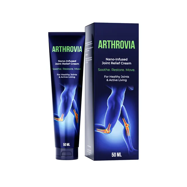 Pakiranje proizvoda Arthrovia s natpisima: „50 ML“, „COSMETIC PRODUCT FOR EXTERNAL USE“