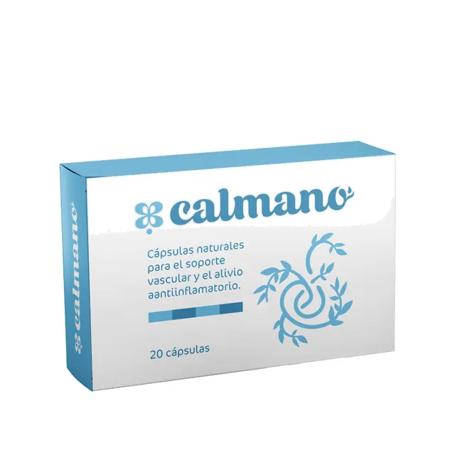Envase de Calmano hemorrhoids capsulas: se lee «20 cápsulas»
