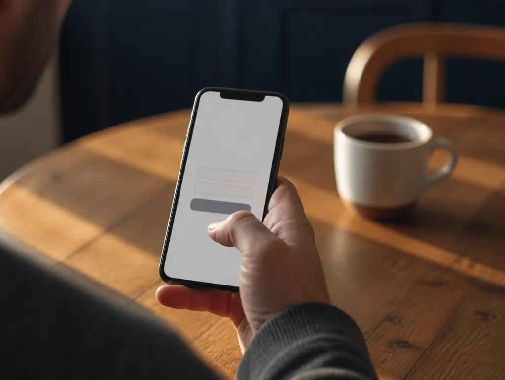 Main tenant un téléphone pour remplir un formulaire de deux champs
